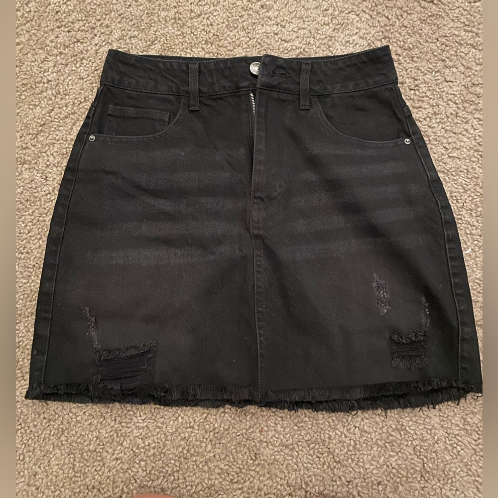 High rise denim skirt